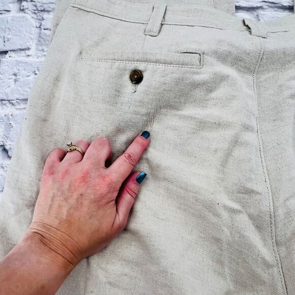St. Johns Bay Men's Linen-Cotton Blend Straight Pants 40W x 30L Beige High Rise - Picture 12 of 14